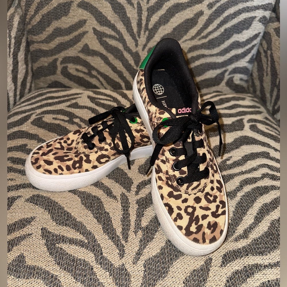 Adidas Farm Rio VULC Raid3r Brown Leopard Print Sneakers Size Girls 3.5